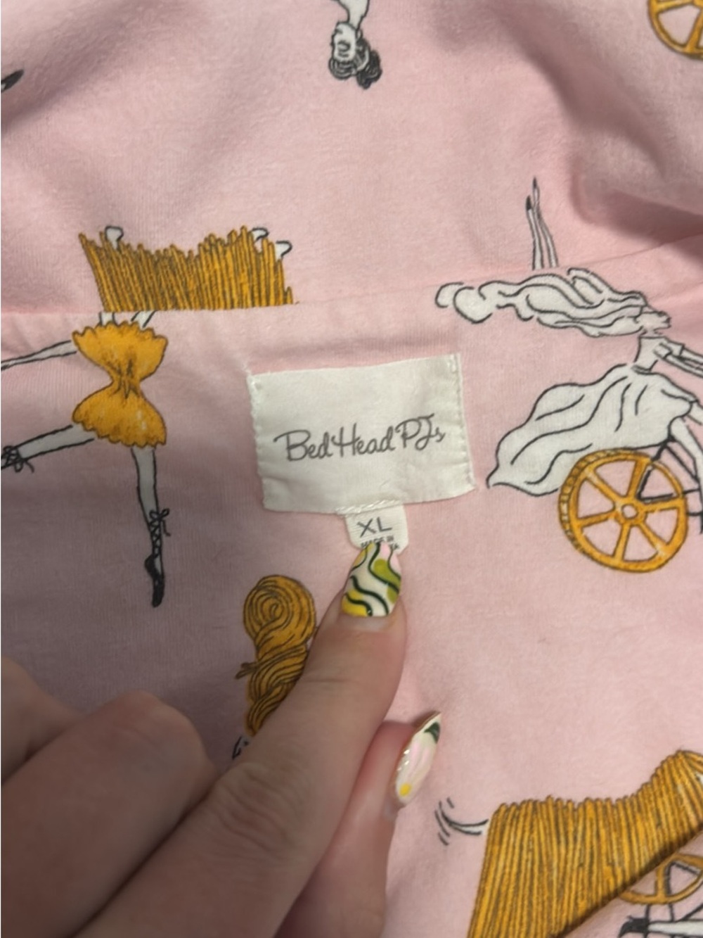 BedHead Pink Pasta Print Pajama Set with Black Piping - Picture 3 of 4